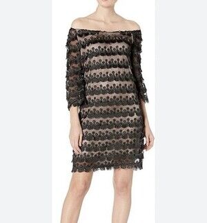 Trina Turk Rosaura Copacabana Black Lace Floral Cocktail Dress Women's Size 6